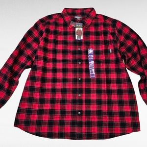 Eddie Bauer Flannel Shirt Long Sleeve Red and Black Plaid Men's Size XXL